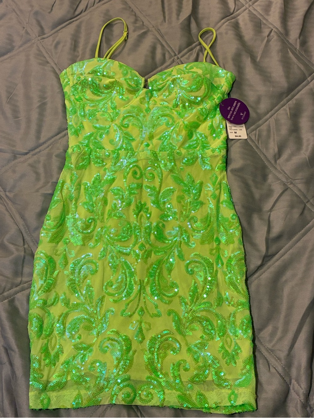 Windsor Neon Lime Sequin Mini Dress